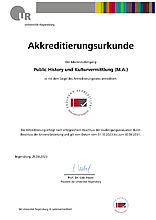Akkreditierungsurkunde Public History und Kulturvermittlung M.A.