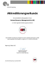 Akkreditierungsurkunde Human Resource Management LL.M.